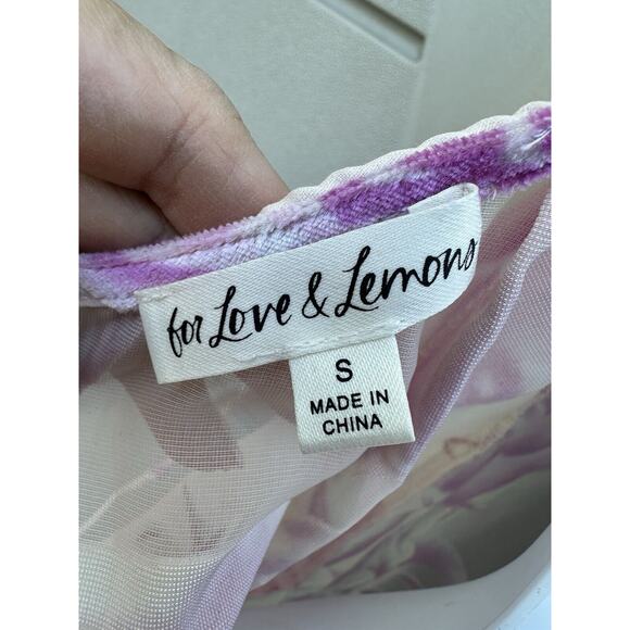 For Love And Lemons Rori Mini Dress Sheer Burnout Velvet Roses Print Sz S READ - Picture 11 of 13